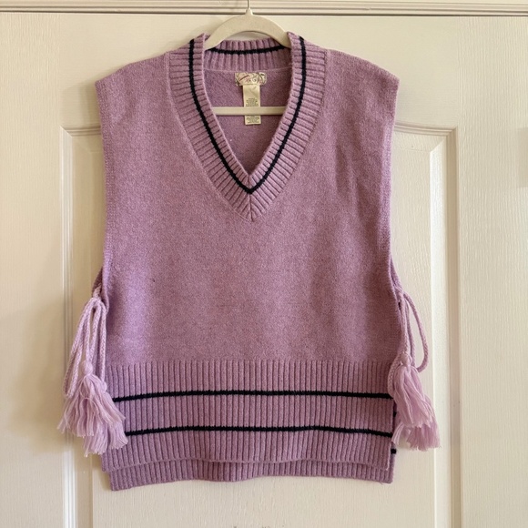 Free People Sweaters - Free People All Star Stripe Poncho Knit Sweater Vest Black Stripes One Size